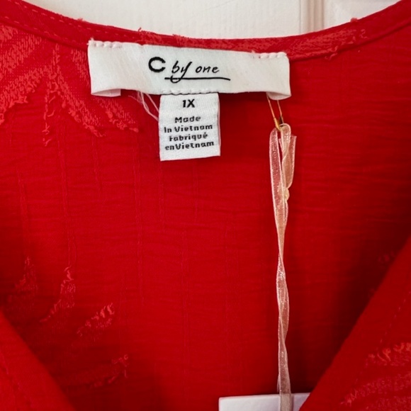 NWT C By One Womens Tiered Maxi Dress Orange 1X - Picture 4 of 9